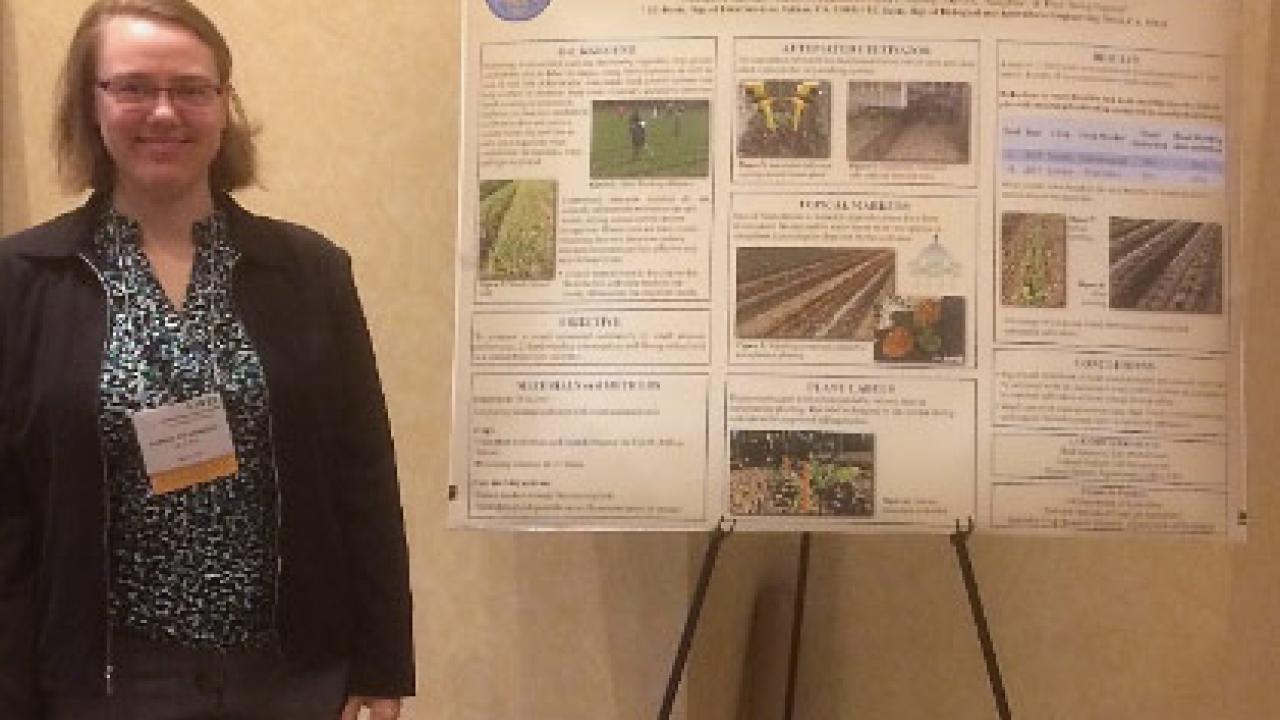 HannahJoy presenting a research poster at the California Weed Science Society meeting in January 2018 HannahJoy presenting a research poster at the California Weed Science Society meeting in January 2018